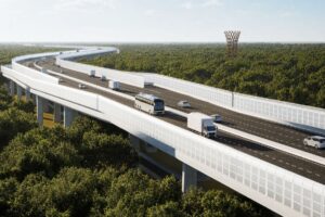 Đường xuyên rừng Mã Đà dự kiến có tường chống ồn, chắn ánh sáng dài 13km nhằm giảm tác động môi trường. Xem chi tiết dự án.