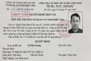 Công an TP Hà Nội truy nã Võ Nha Trang về tội tổ chức cho người khác trốn đi nước ngoài. Xem chi tiết vụ việc mới nhất.