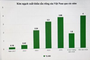 Xuất khẩu sầu riêng tăng mạnh qua các năm nhưng giá bán ngày càng giảm. Tìm hiểu nguyên nhân và những tác động đến ngành hàng.