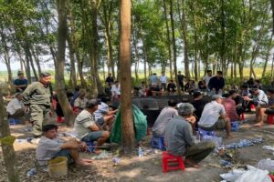 Công an Tây Ninh đột kích sới đá gà giữa vườn cao su, bắt quả tang 40 người và thu hơn 134 triệu đồng cùng nhiều tang vật.